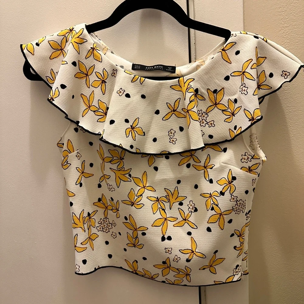 Zara Yellow and White Floral Blouse - Picture 1 of 3